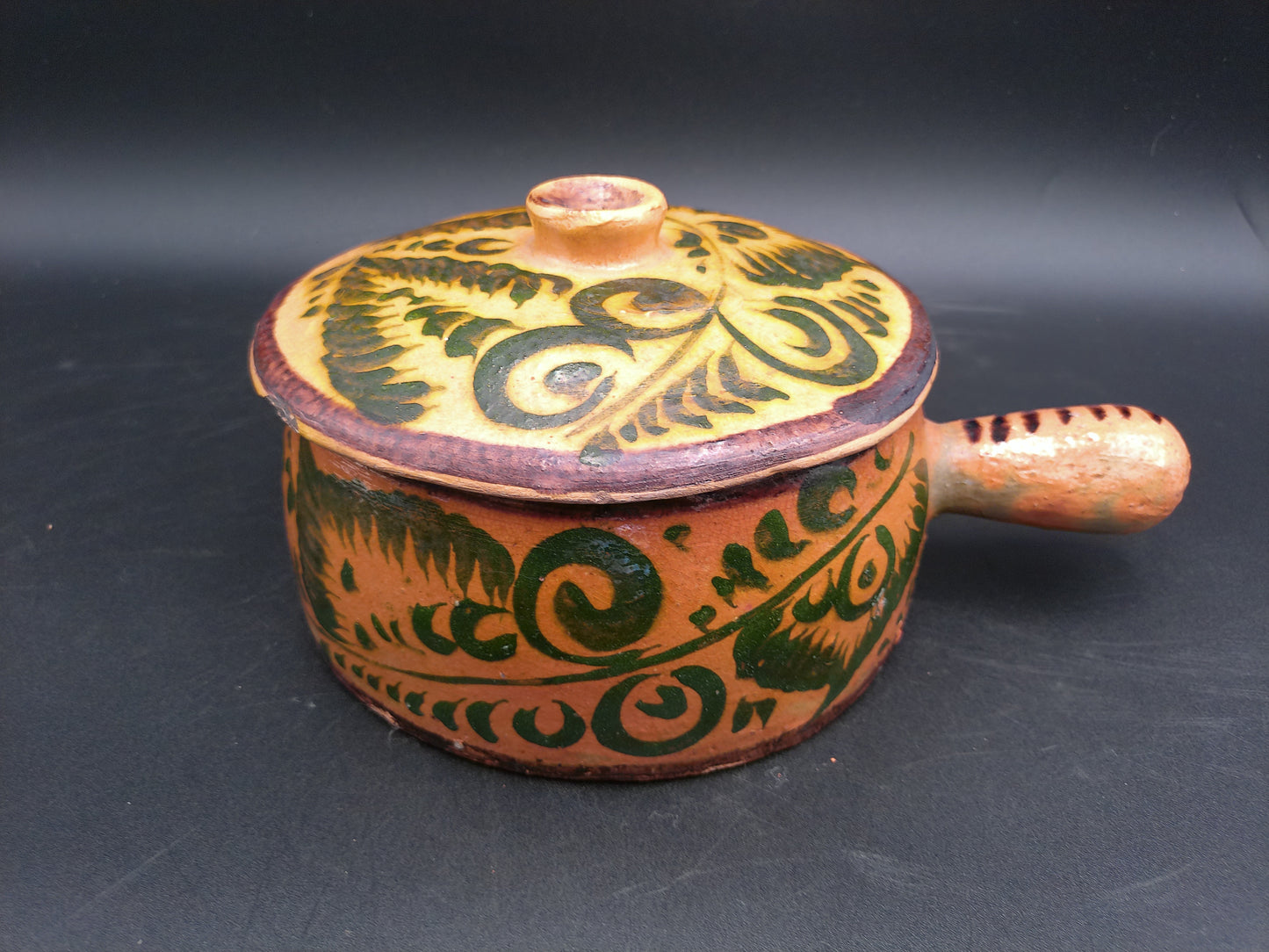 Bowl Pot With Lid Stoneware Chili Crock Pottery with Handle Vintage