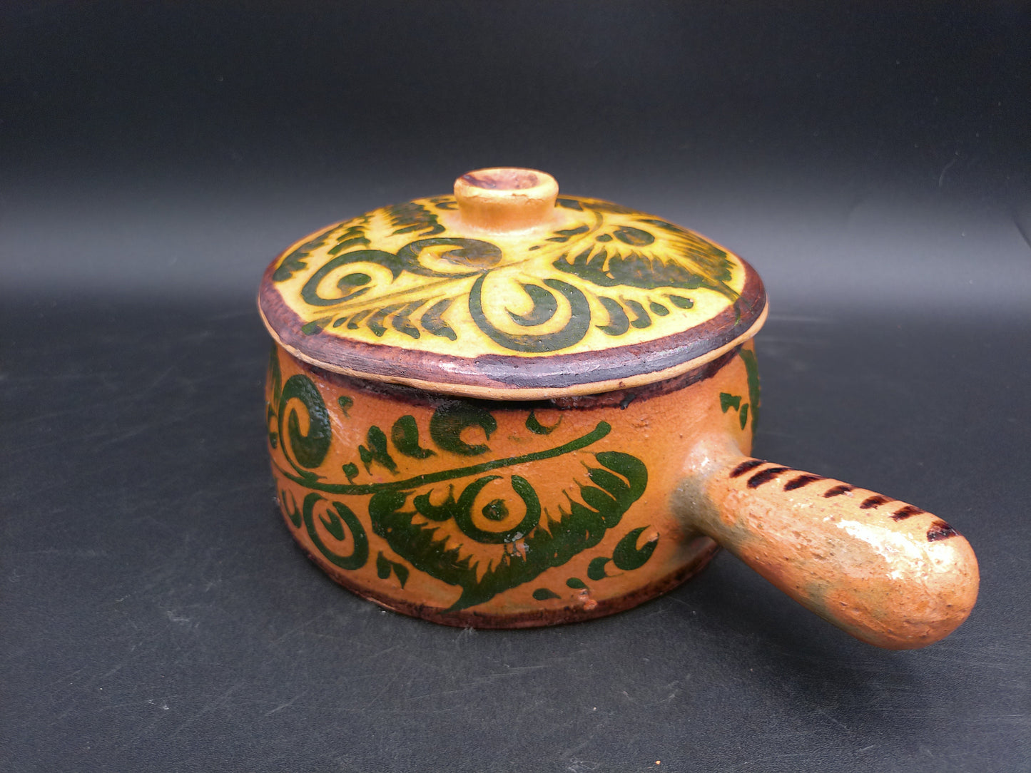 Bowl Pot With Lid Stoneware Chili Crock Pottery with Handle Vintage