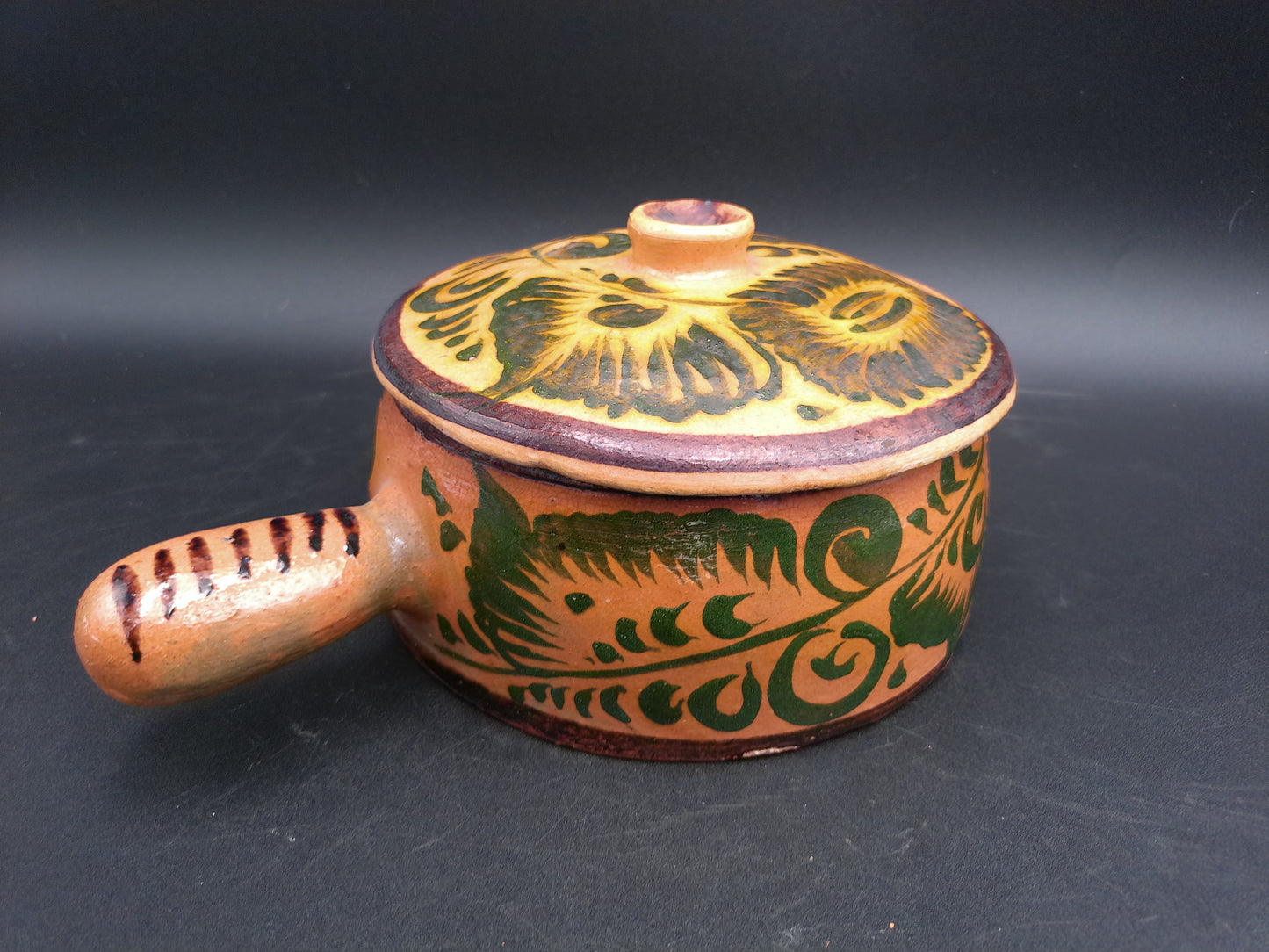 Bowl Pot With Lid Stoneware Chili Crock Pottery with Handle Vintage