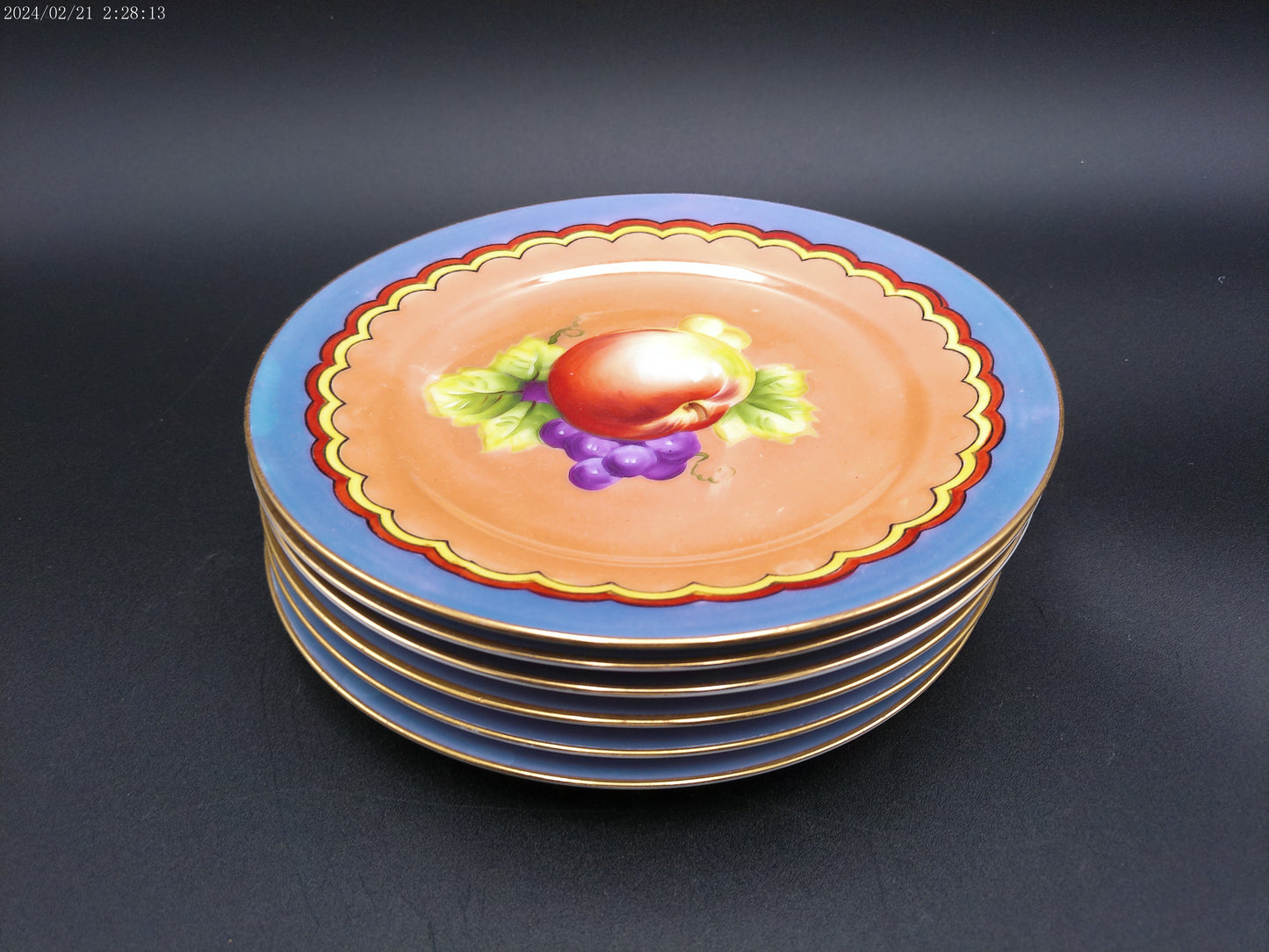 Porcelain Fruit Dinner Plate quantity 6 Vintage