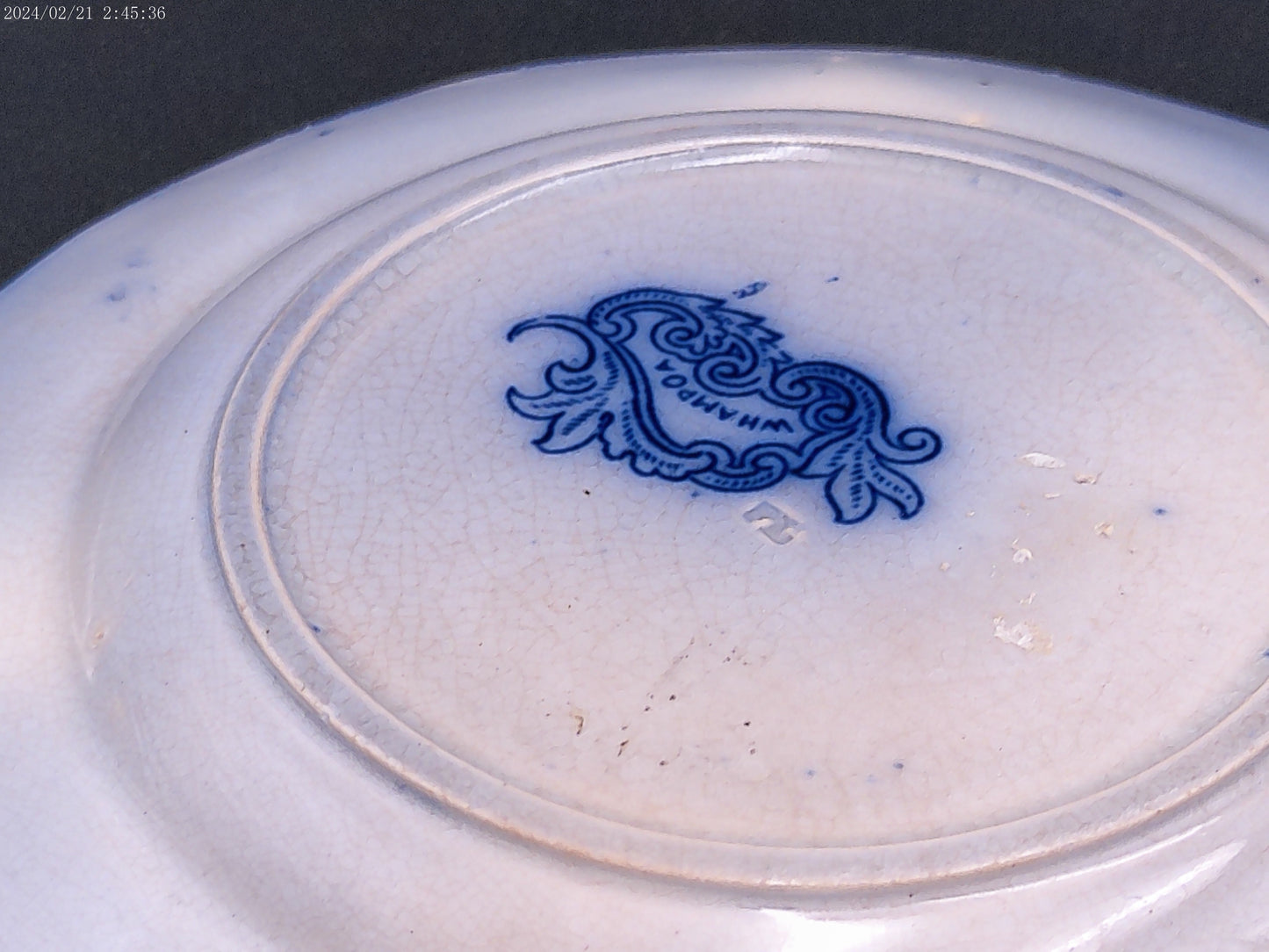 Pottery England Semi-Porcelain  9 dish plate set Whampoa Flow Blue Dish Antique