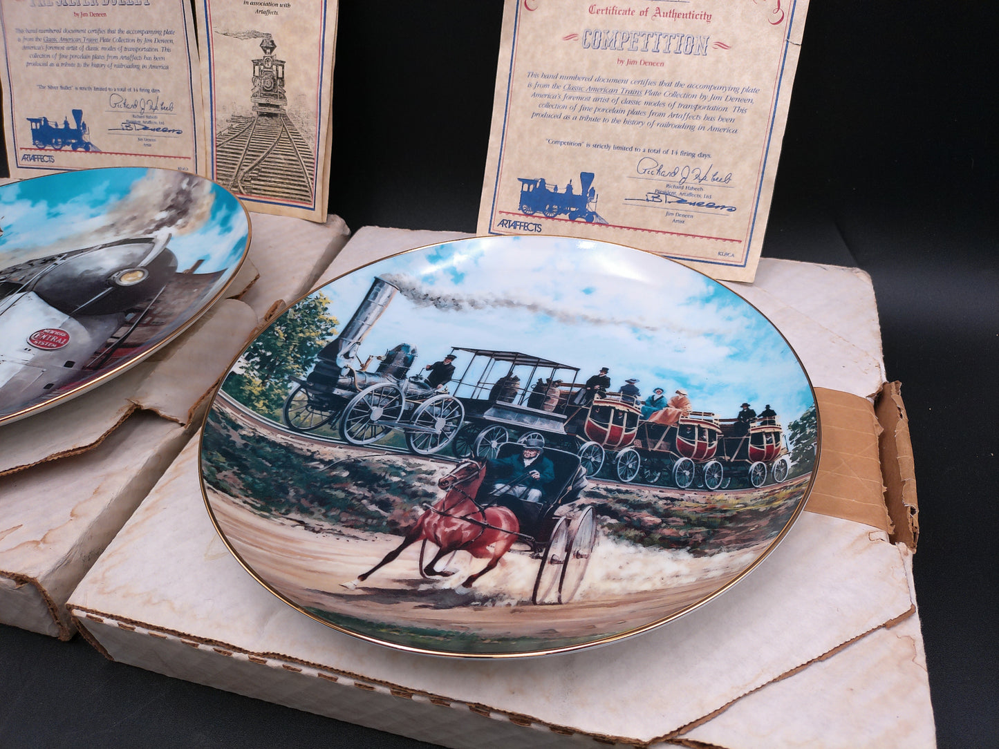 Competition by Jim Deneen Classic American Trains Plate Collection Lot of 2 Limited Edition
