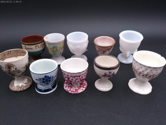 Collection of 10 Egg Cups including Royal Doulton Antique