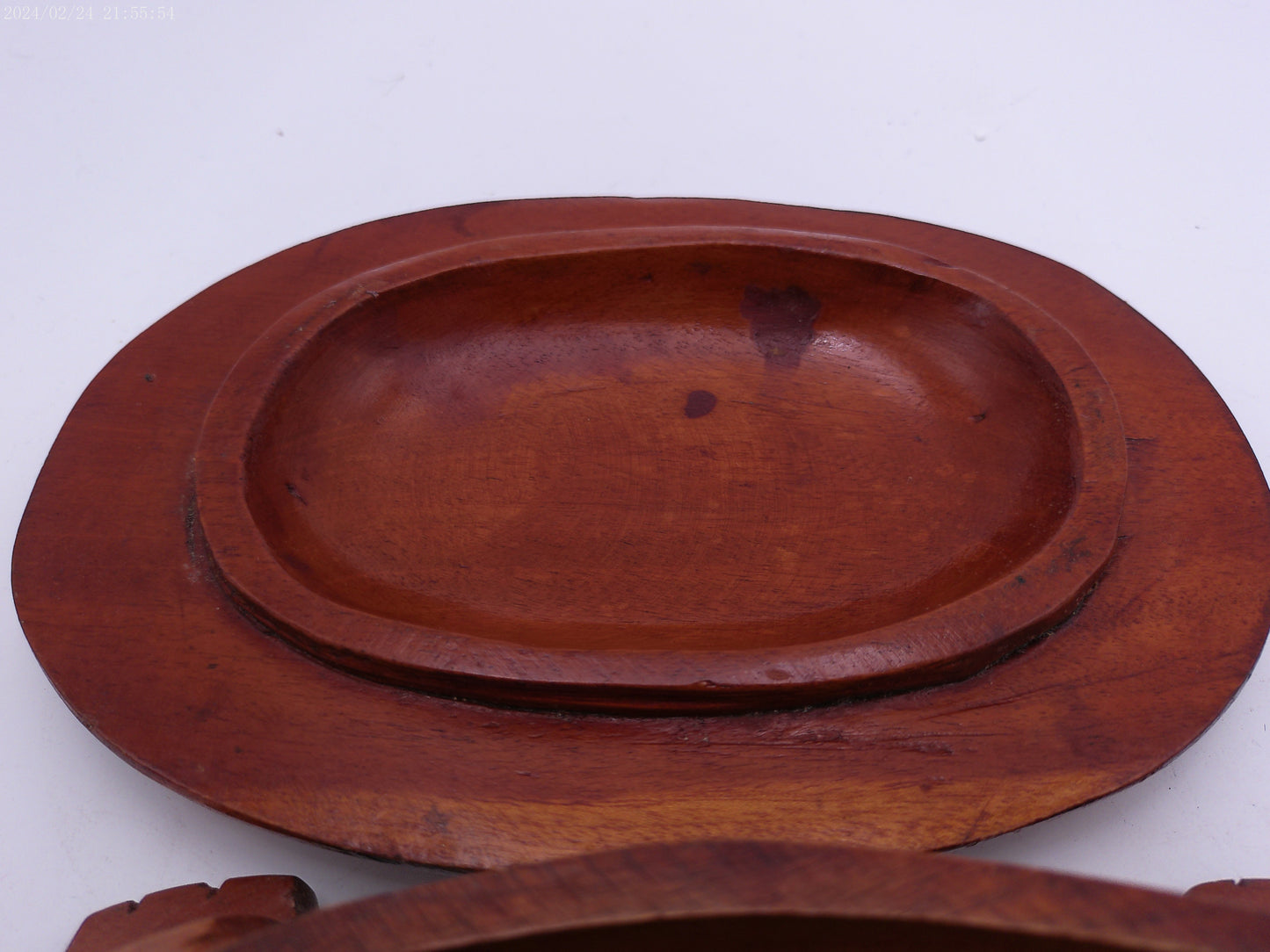 Vintage Wood Crafted Turtle Tray Floral Pattern with Lid