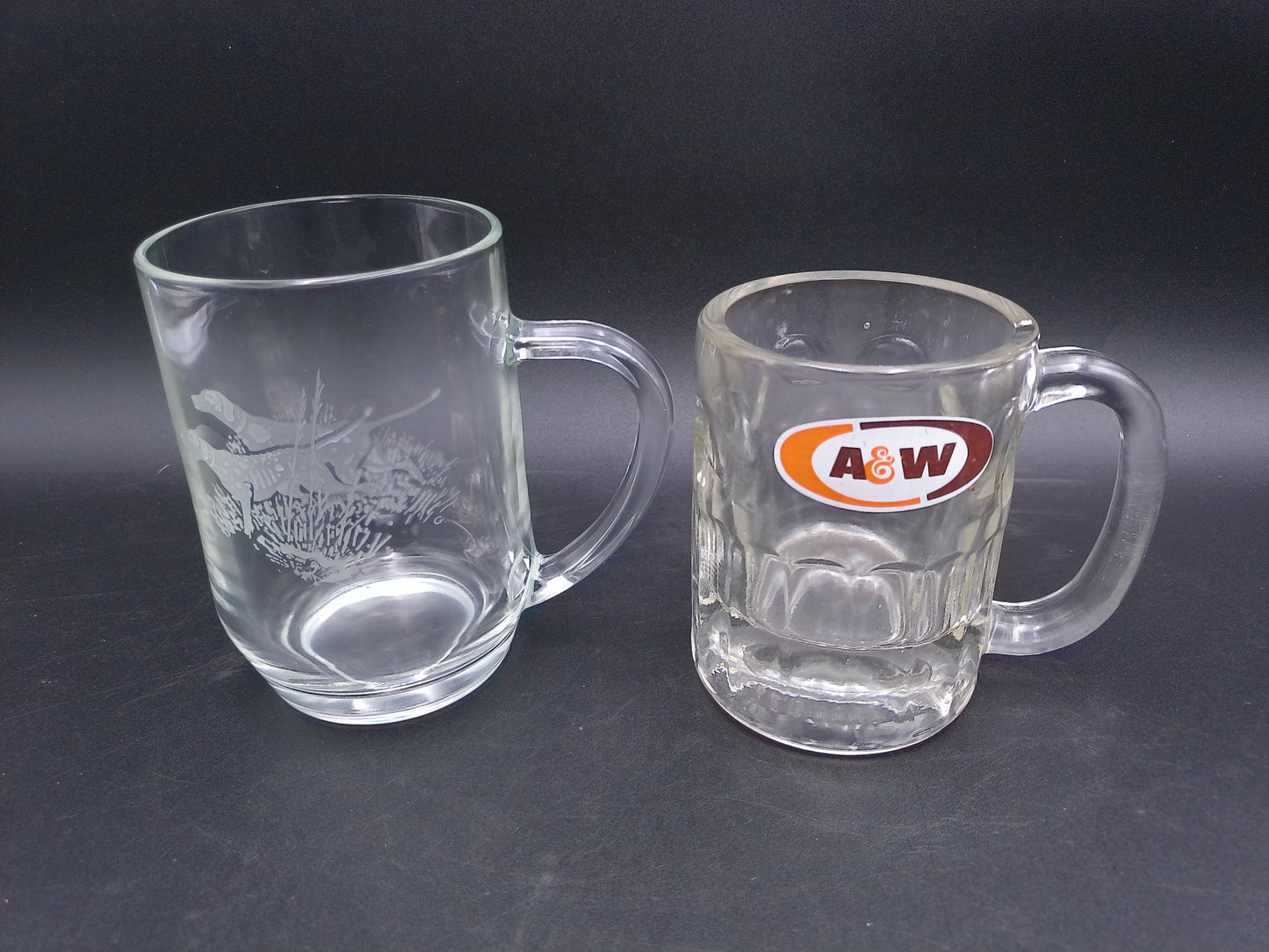 A & W Root Beer Mug Vintage and Mug with Hunting Dogs on Mug