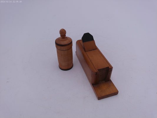 Vintage Planer and Round Wooden Container