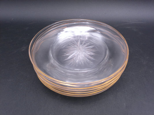 Cut Glass Plate with Gold Rim edges 1950s Set of 7