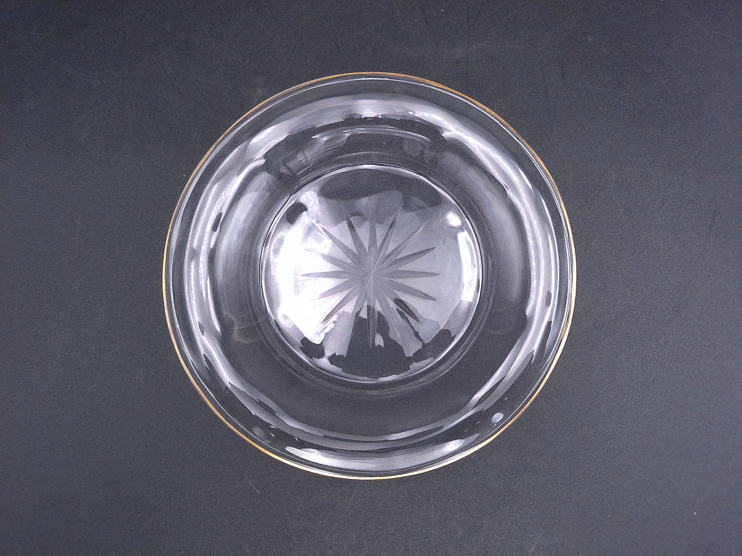 Cut Glass Plate with Gold Rim edges 1950s Set of 7