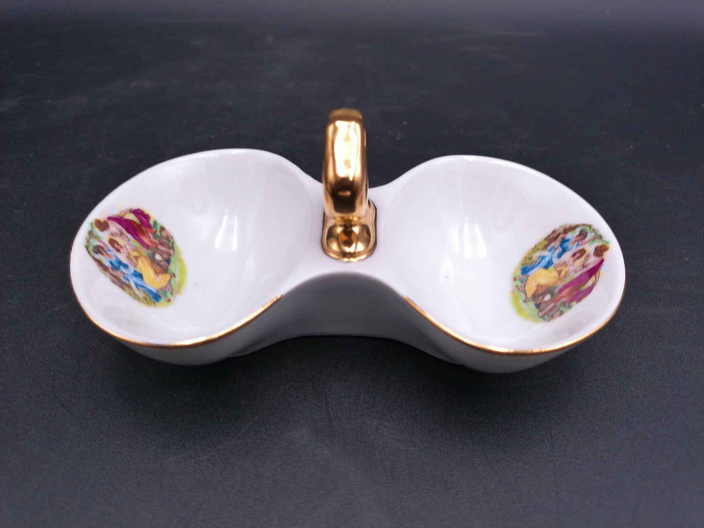 Czech Madonna Porcelain Tureen Bowl Gold Plated ans small Sauce Bowl 1900s