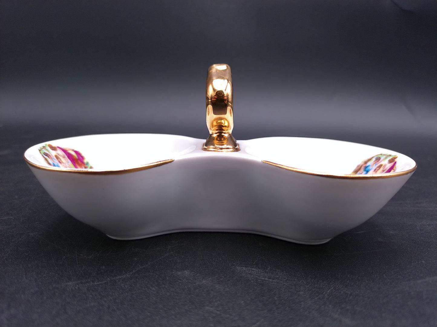 Czech Madonna Porcelain Tureen Bowl Gold Plated ans small Sauce Bowl 1900s
