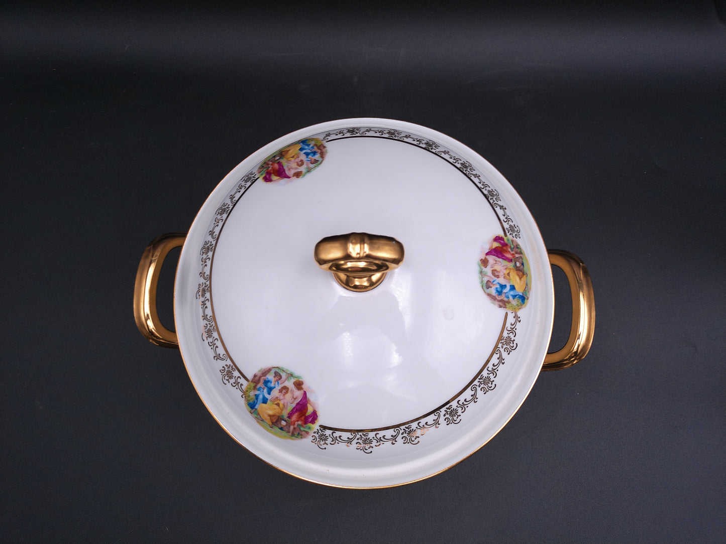 Czech Madonna Porcelain Tureen Bowl Gold Plated ans small Sauce Bowl 1900s