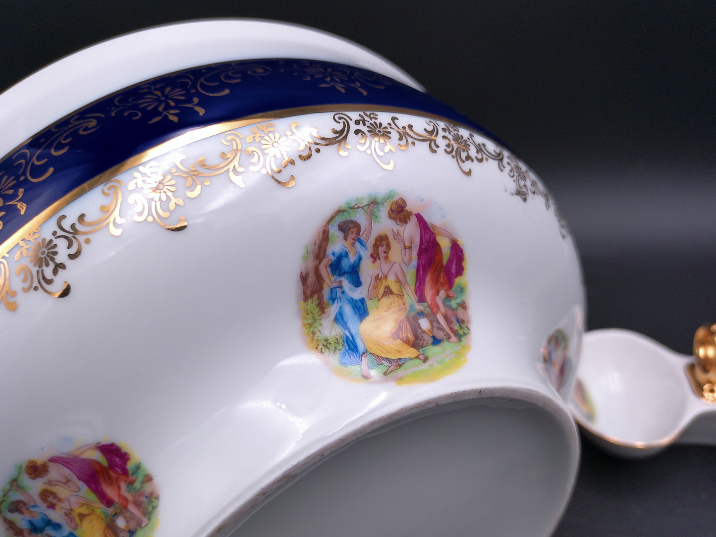 Czech Madonna Porcelain Tureen Bowl Gold Plated ans small Sauce Bowl 1900s
