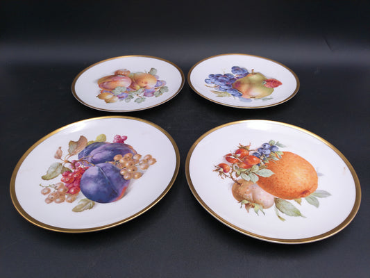 Bavarian Fruit Plates Gold Plated Rim Set of 4 Bavaria Golden Crown Vintage Germany