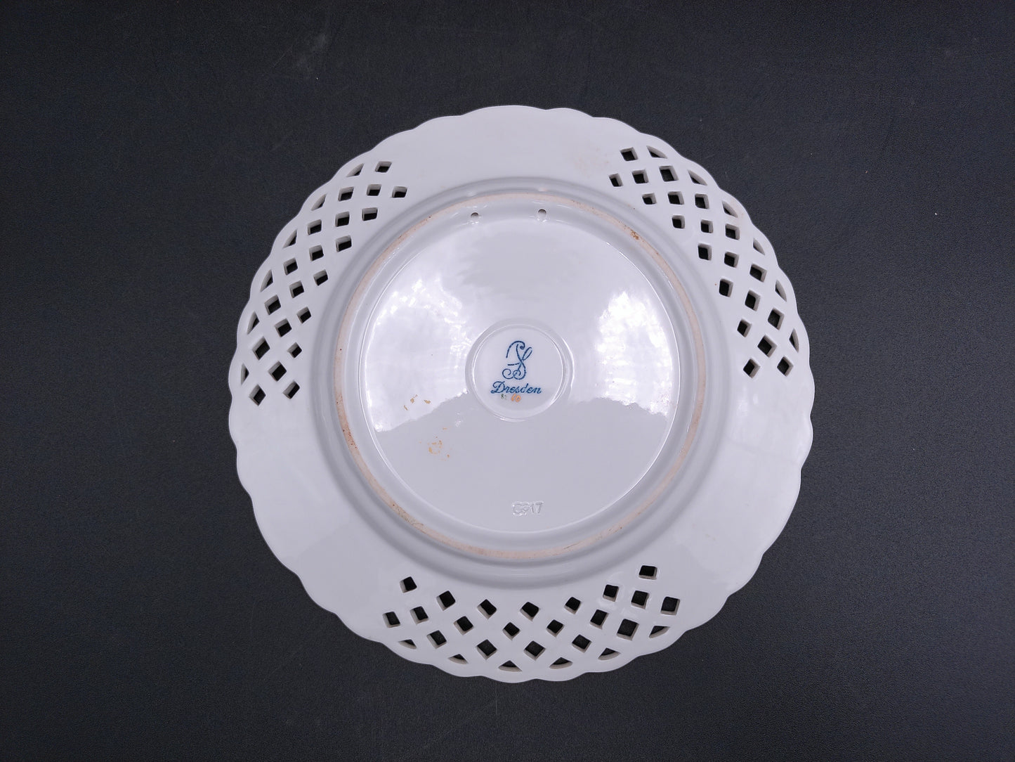 Dresden Porcelain Plate Hand Painted Floral Design Gold Plated Antique Rare