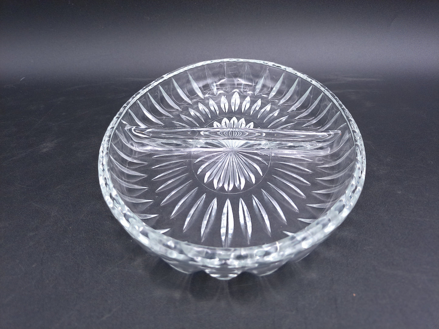 Gold Plated small set of 2 bowls and Divided Glass Serving Tray Dish Bowl   Circle