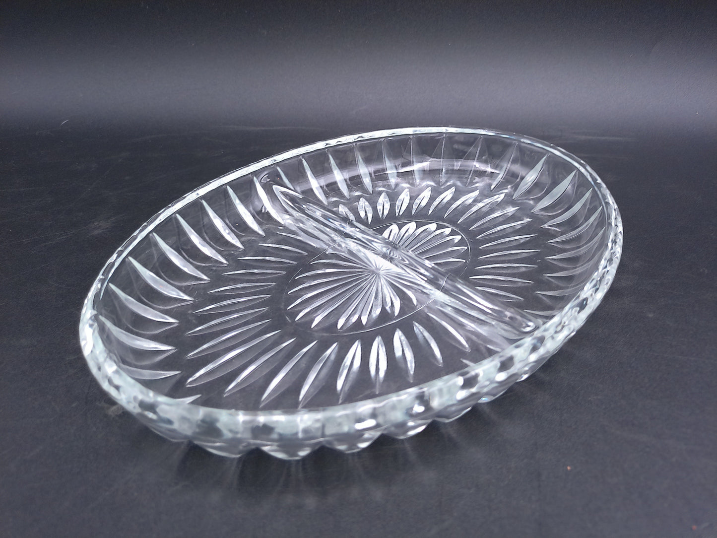 Gold Plated small set of 2 bowls and Divided Glass Serving Tray Dish Bowl   Circle