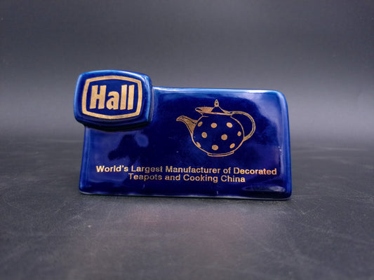 Hall Teapots China Display Collector Club Advertising Sign Cobalt Blue 1994