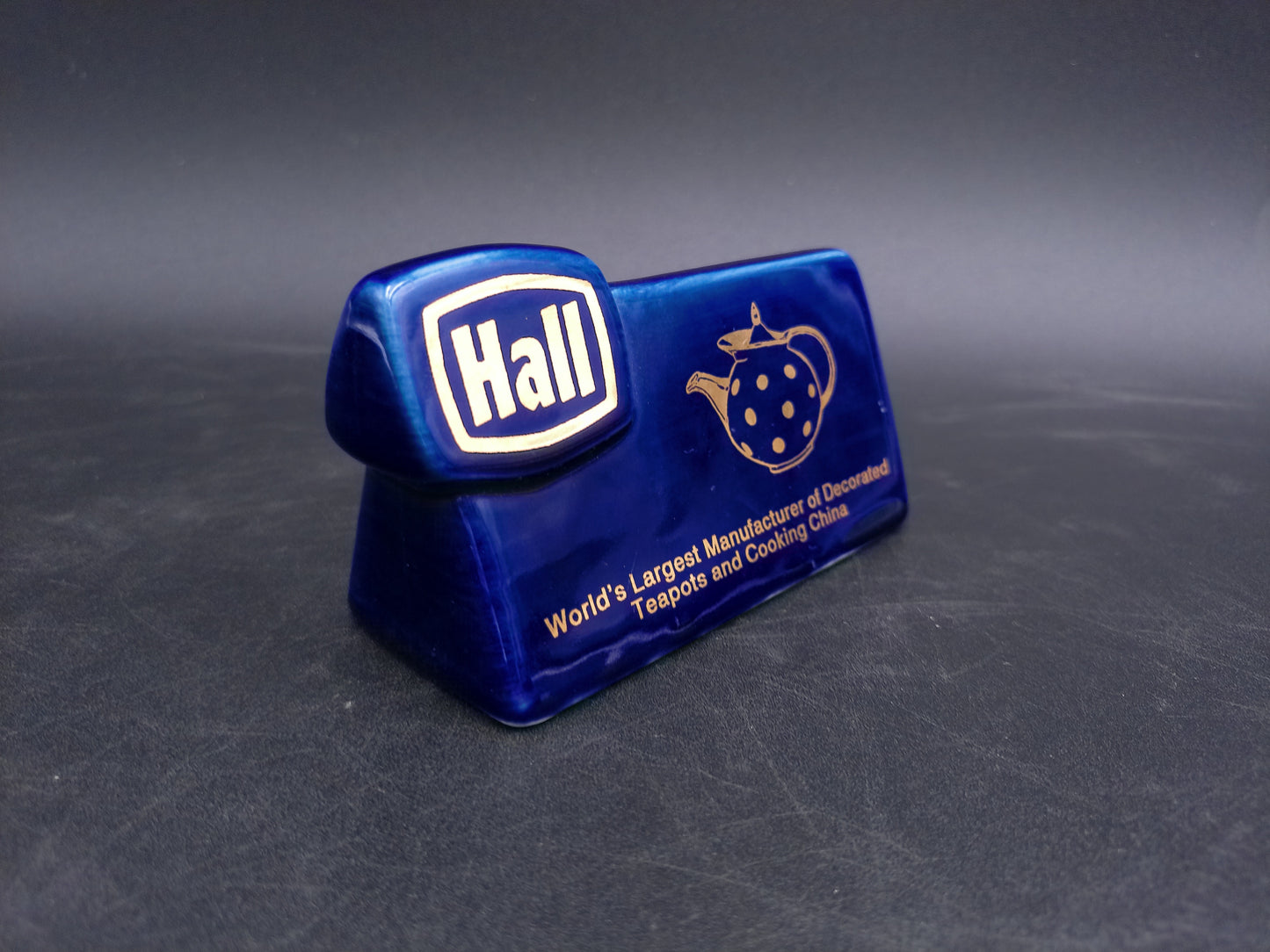 Hall Teapots China Display Collector Club Advertising Sign Cobalt Blue 1994