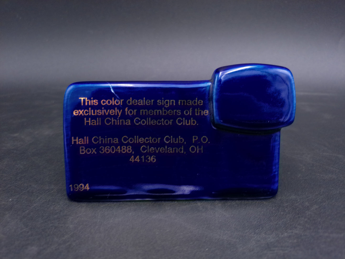 Hall Teapots China Display Collector Club Advertising Sign Cobalt Blue 1994