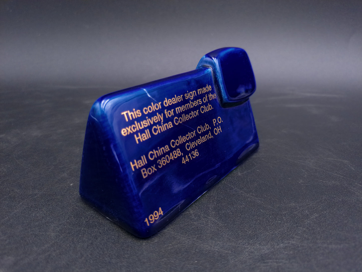 Hall Teapots China Display Collector Club Advertising Sign Cobalt Blue 1994