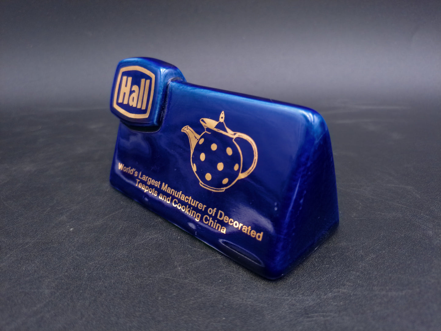 Hall Teapots China Display Collector Club Advertising Sign Cobalt Blue 1994