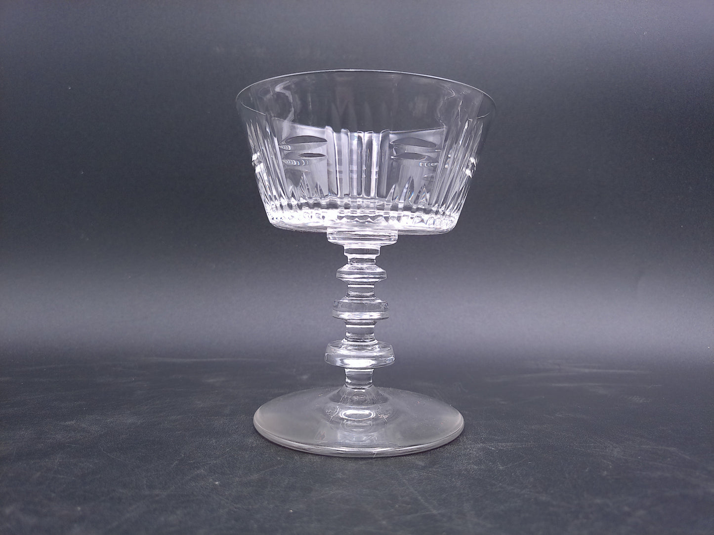Tiffin Cut Glass Champagne or Sherbet Glasses 1950s with Vertical Design 11 Pieces