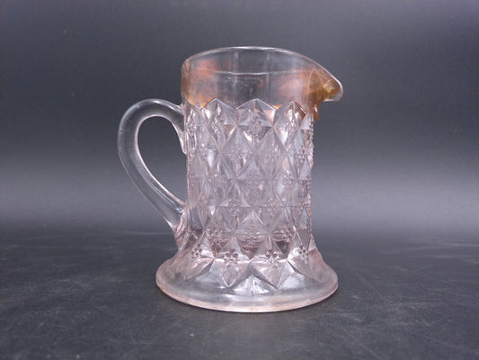 Early American Pressed Glass Creamer Gold colored rim Fostoria Glass Company  Sylvan 1900s