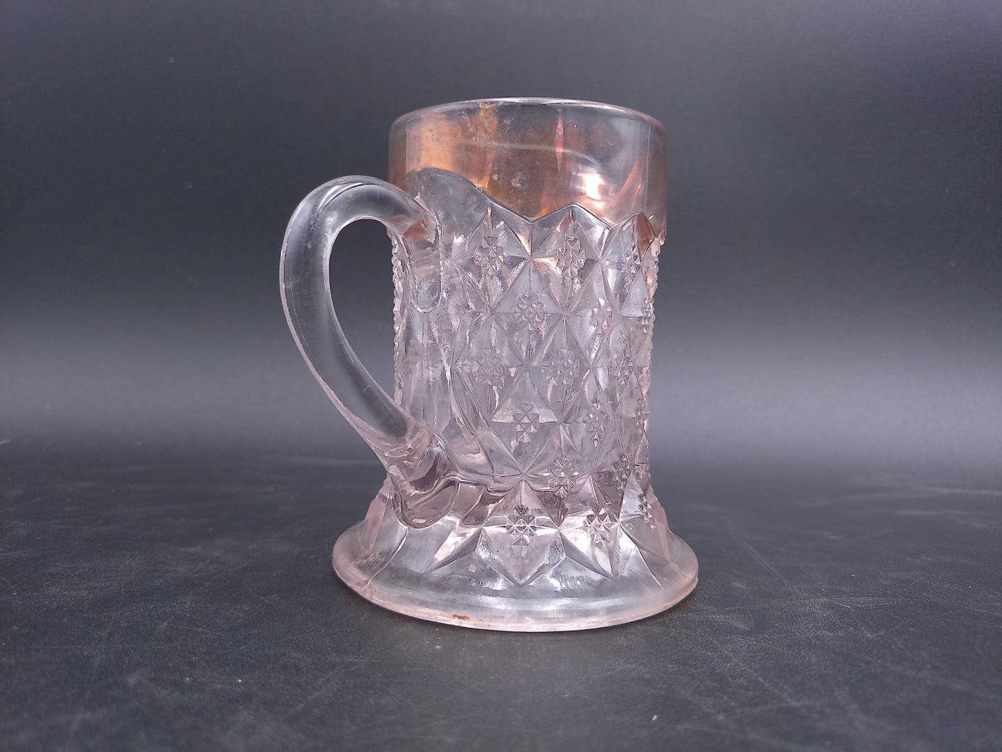 Early American Pressed Glass Creamer Gold colored rim Fostoria Glass Company  Sylvan 1900s