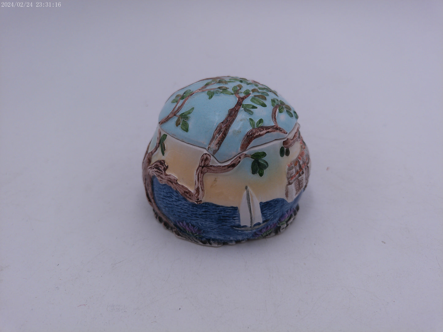 Small Unique Container with Lid Colorful Art