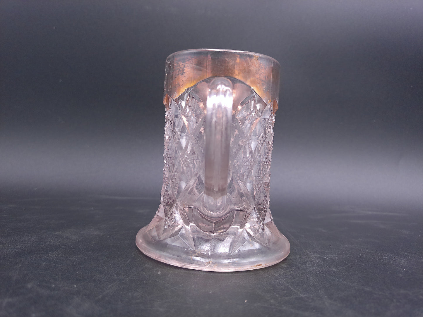 Early American Pressed Glass Creamer Gold colored rim Fostoria Glass Company  Sylvan 1900s