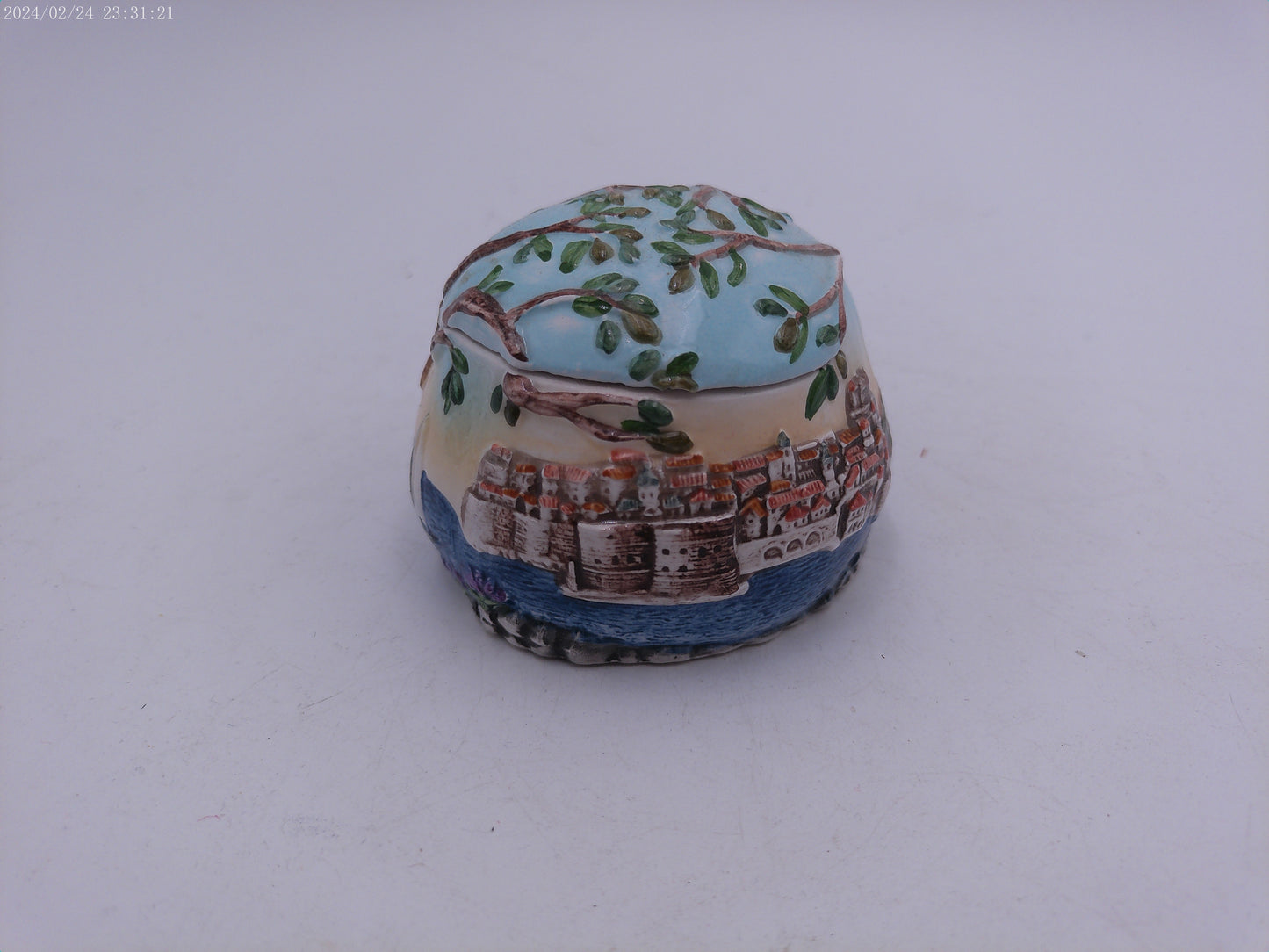 Small Unique Container with Lid Colorful Art