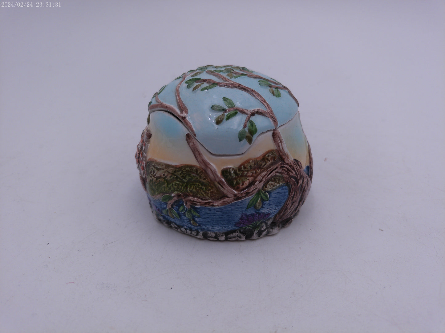 Small Unique Container with Lid Colorful Art