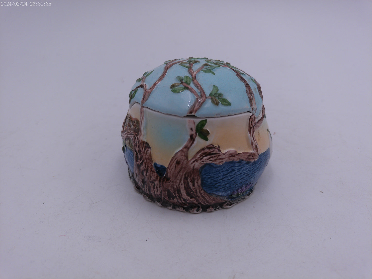 Small Unique Container with Lid Colorful Art