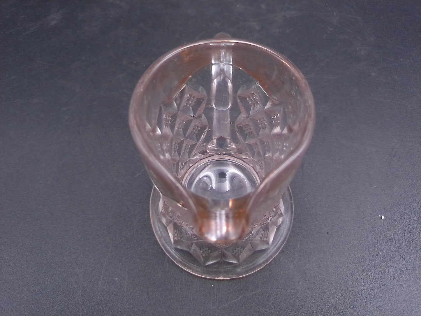 Early American Pressed Glass Creamer Gold colored rim Fostoria Glass Company  Sylvan 1900s