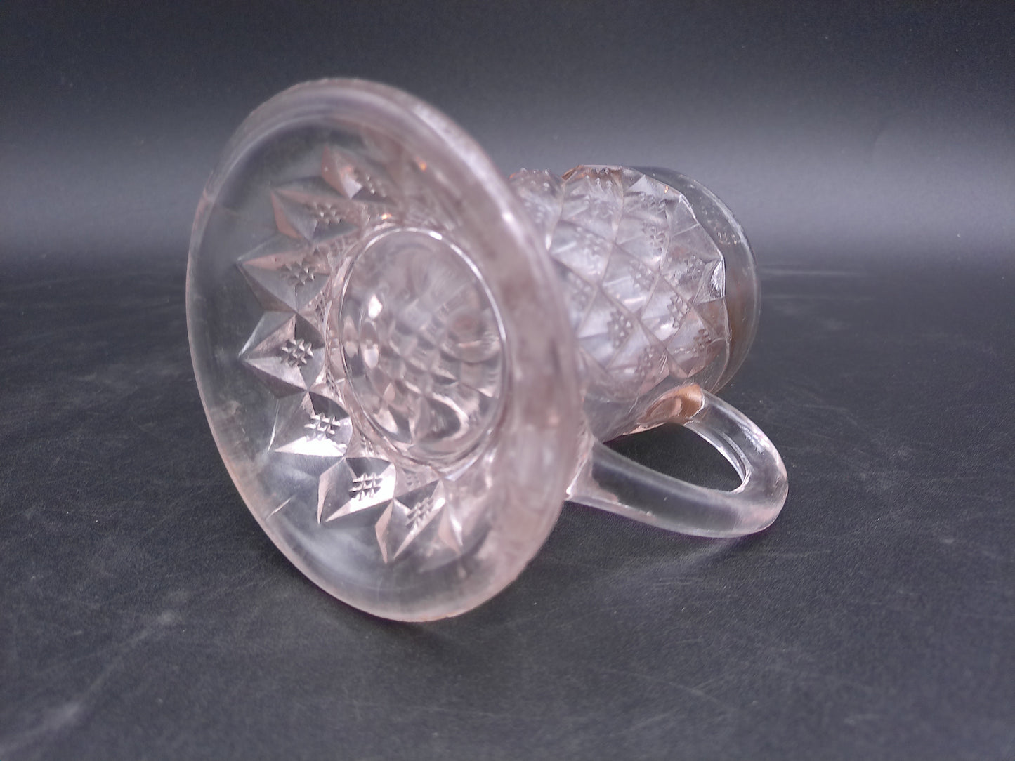 Early American Pressed Glass Creamer Gold colored rim Fostoria Glass Company  Sylvan 1900s