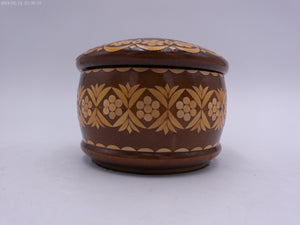 vintage carved wood canister box trinket box container with lid