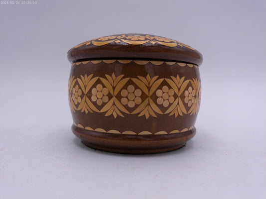 vintage carved wood canister box trinket box container with lid