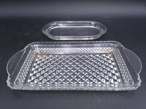 Anchor Hocking Glass Co. WEXFORD Crystal  Rectangular Tray and  2nd tray