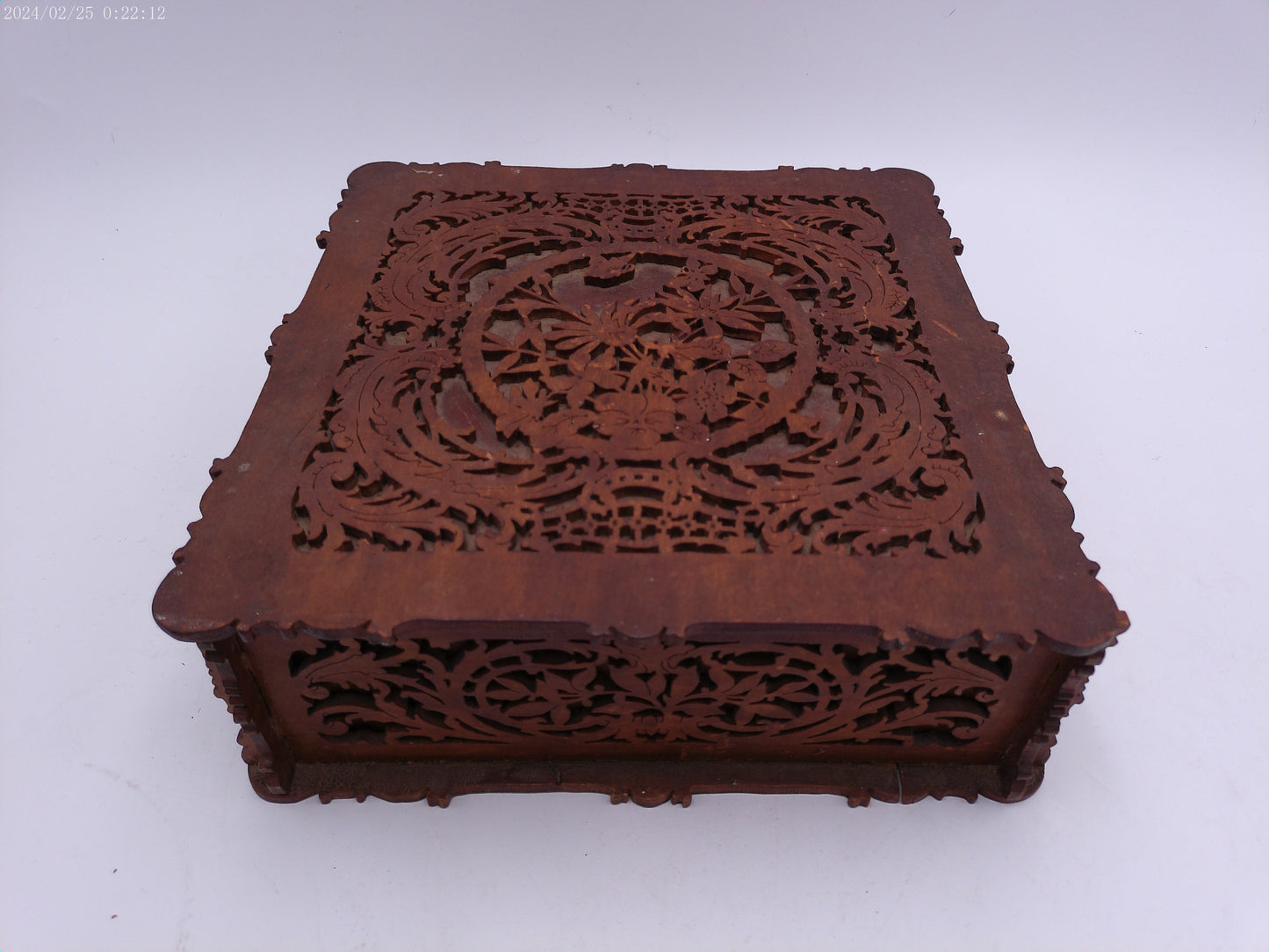 Antique Victorian Box Carved Wooden Fretwork 19th Century