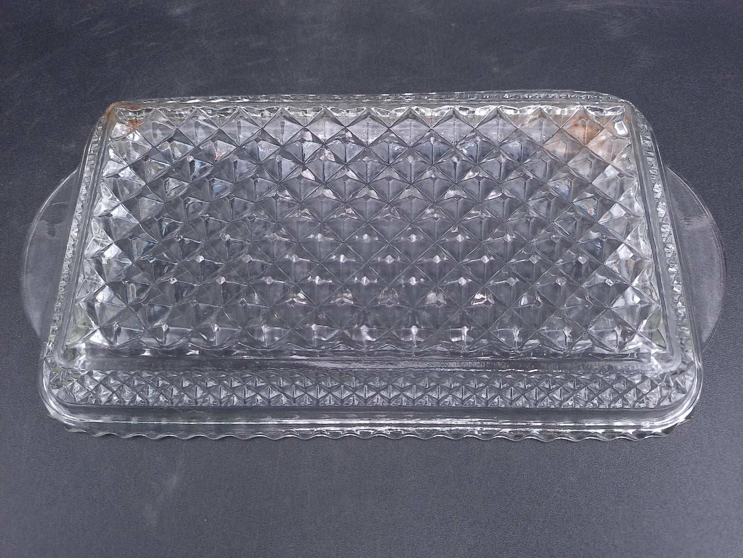 Anchor Hocking Glass Co. WEXFORD Crystal  Rectangular Tray and  2nd tray