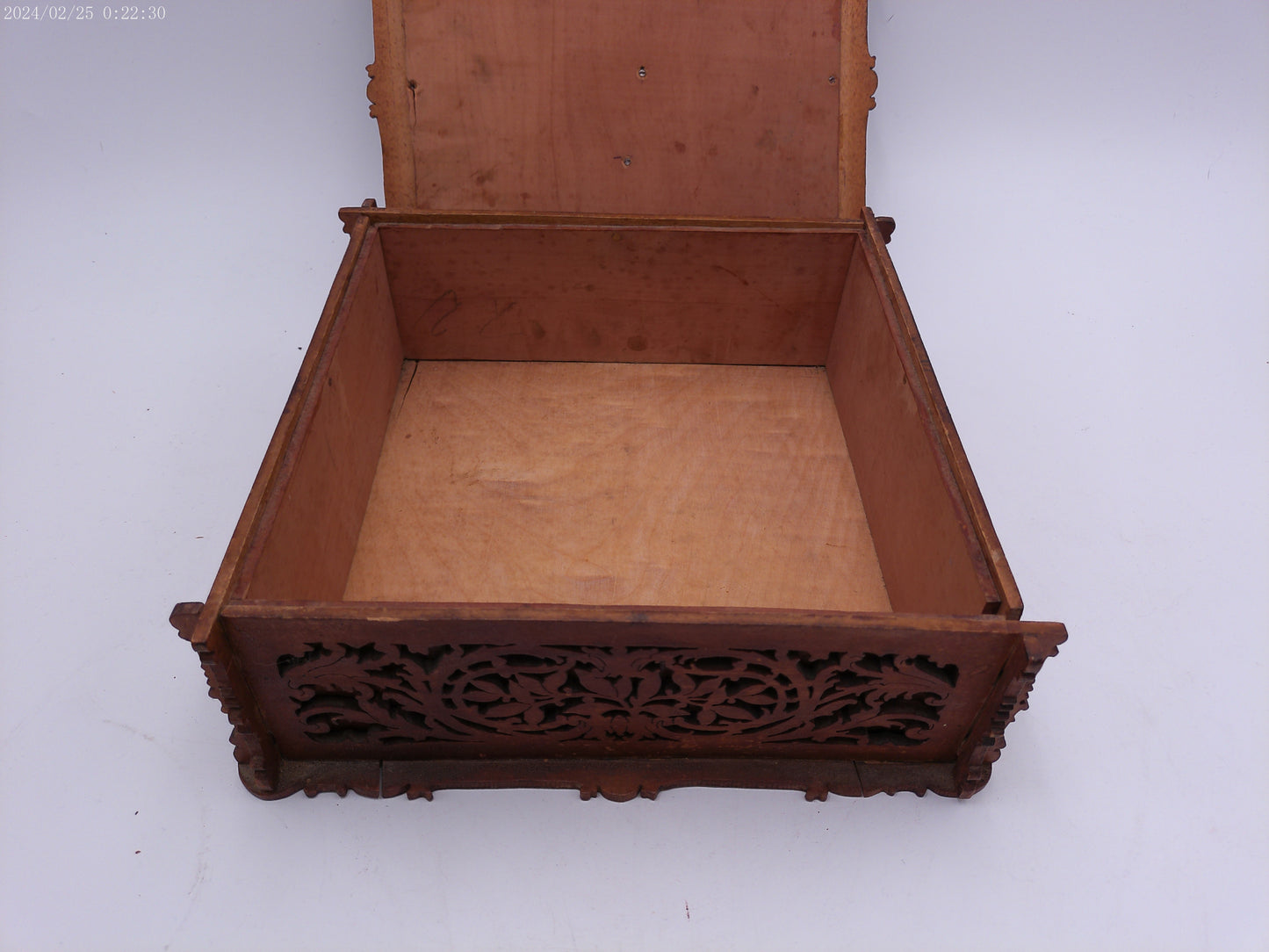 Antique Victorian Box Carved Wooden Fretwork 19th Century