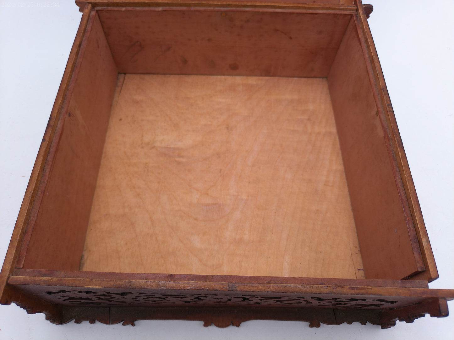 Antique Victorian Box Carved Wooden Fretwork 19th Century