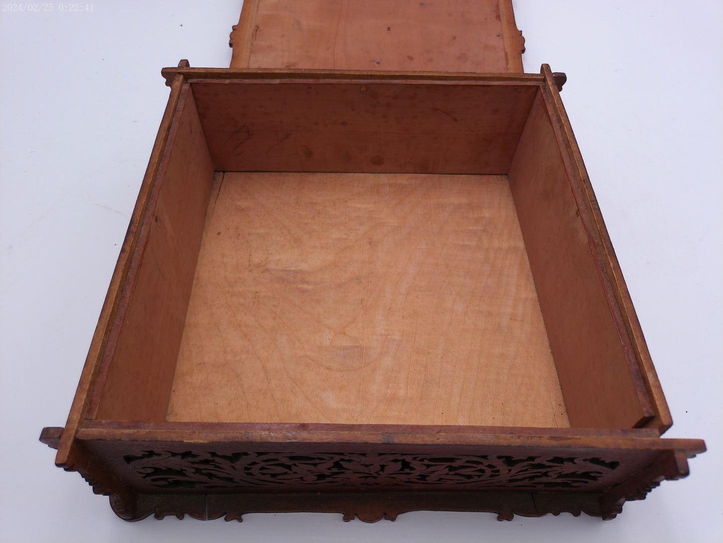 Antique Victorian Box Carved Wooden Fretwork 19th Century