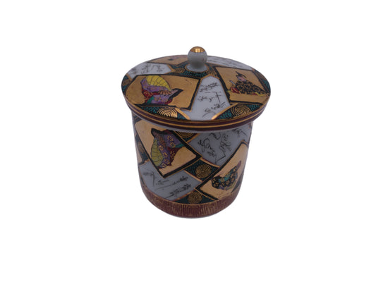 Japanese SATSUMA Hand Painted Porcelain  Covered Jar