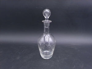 Mid-Century Modernist Crystal Glass Decanter Vase Flower Pattern on Glass