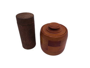 Vintage Teak Wood  Round  jar with lid and other wood jar