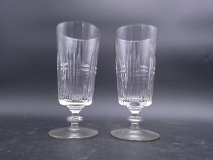 Water Ice Tea Goblets Glass Renaissance Vertical Cuts Wafer Stem 2Pc