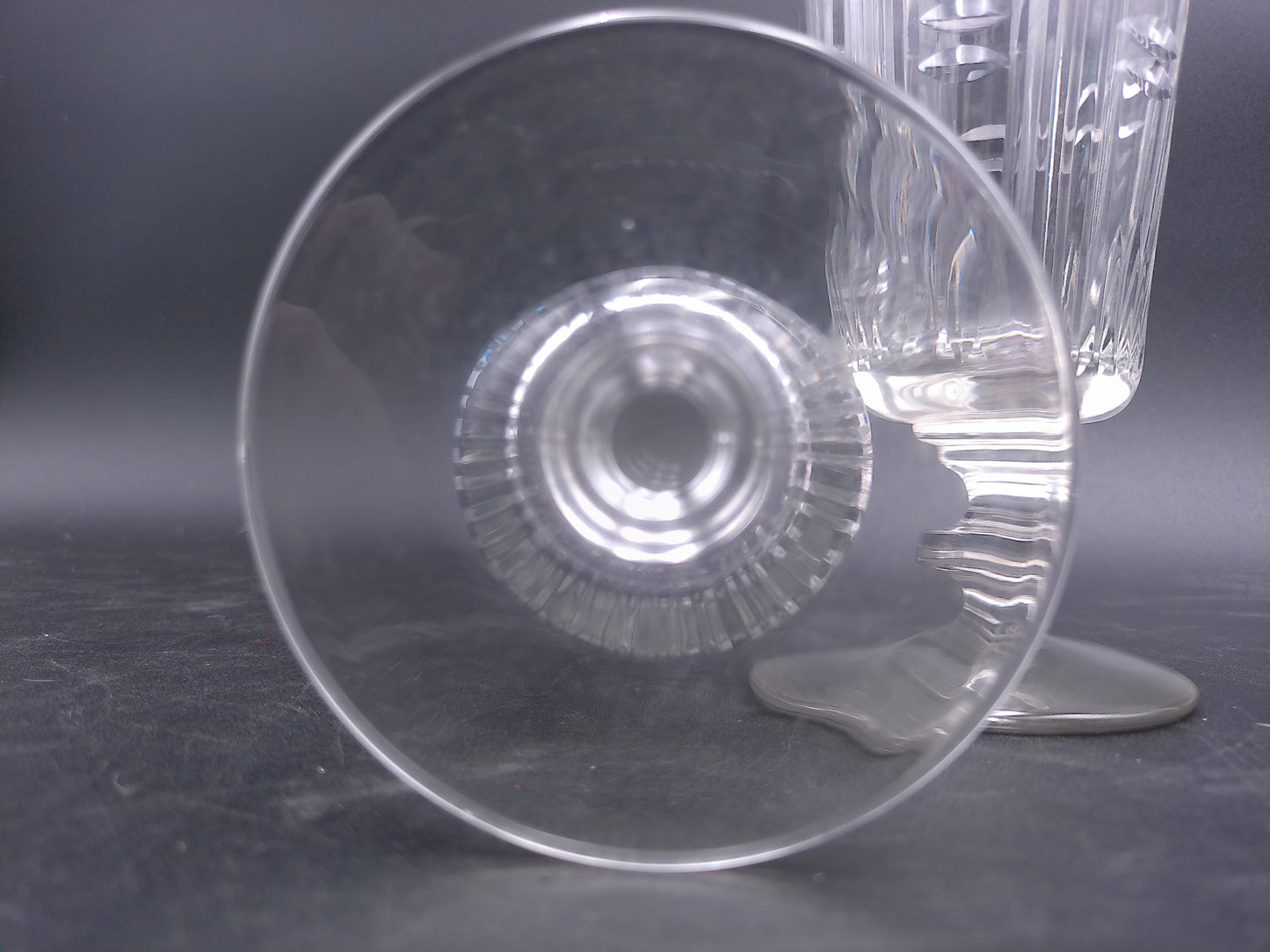 Water Ice Tea Goblets Glass Renaissance Vertical Cuts Wafer Stem 2Pc
