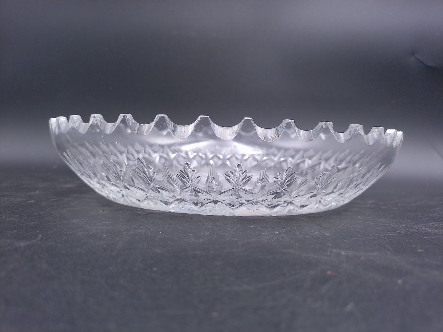 Clear Crystal Glass Depression Star Scallop Salad Bread Plate Vintage