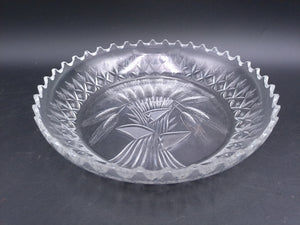 Clear Crystal Glass Depression Star Scallop Salad Bread Plate Vintage